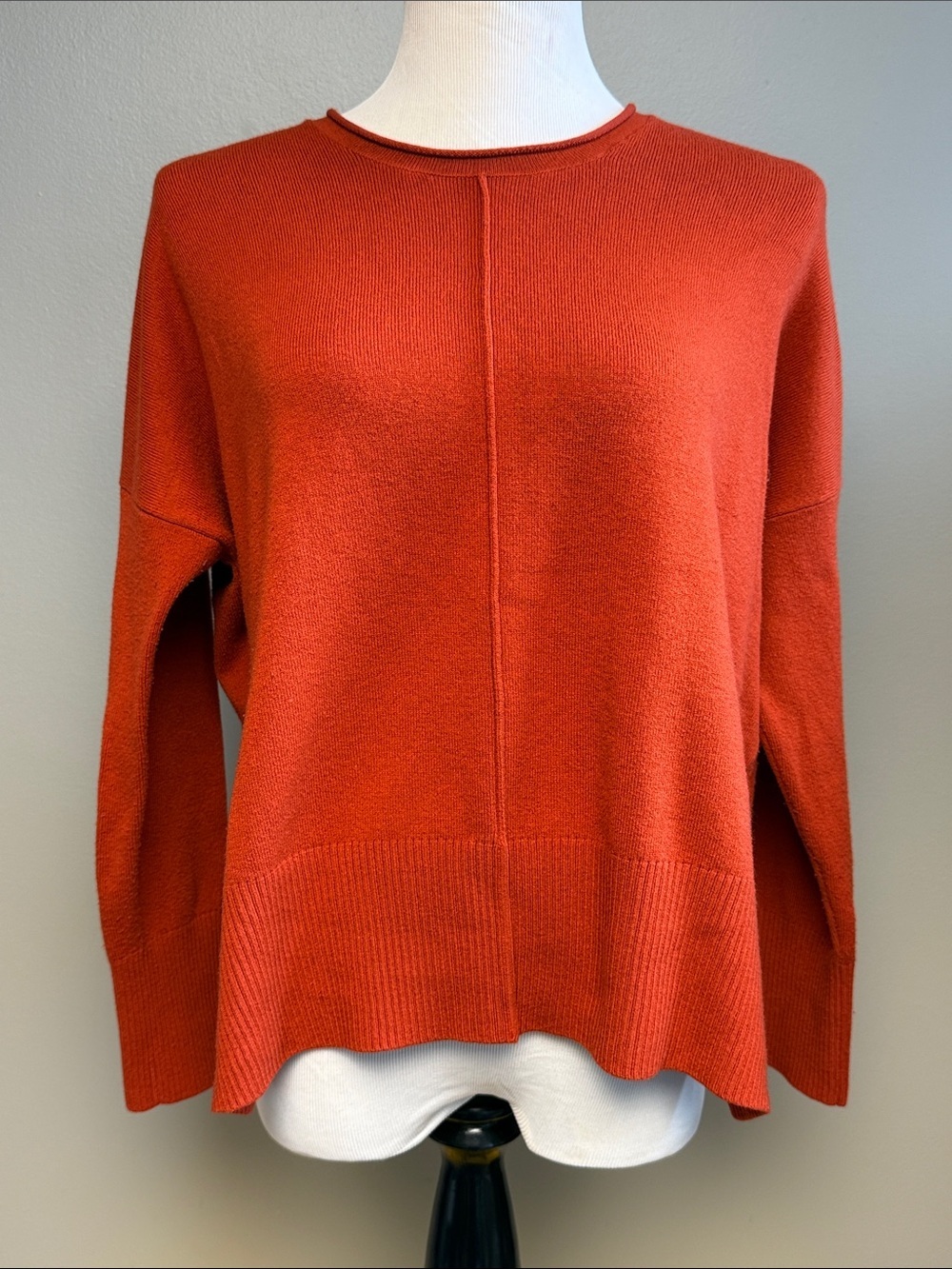French Connection Sweater Women’s Small Orange Knit Crew Neck
